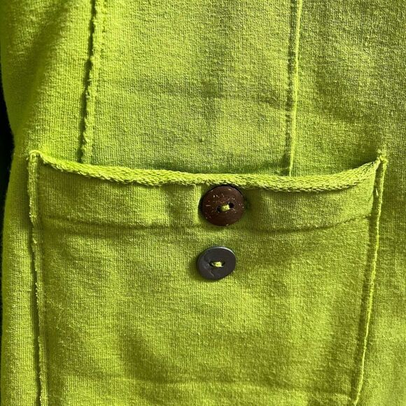 White Lotus Lime Mismatch Button Jersey Jacket sz M EUC - Picture 7 of 7